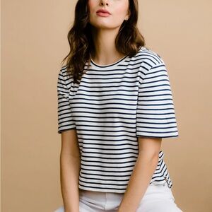 Able Maria Boxy Tee, Women’s M, MIDNIGHT/CREAM STRIPE